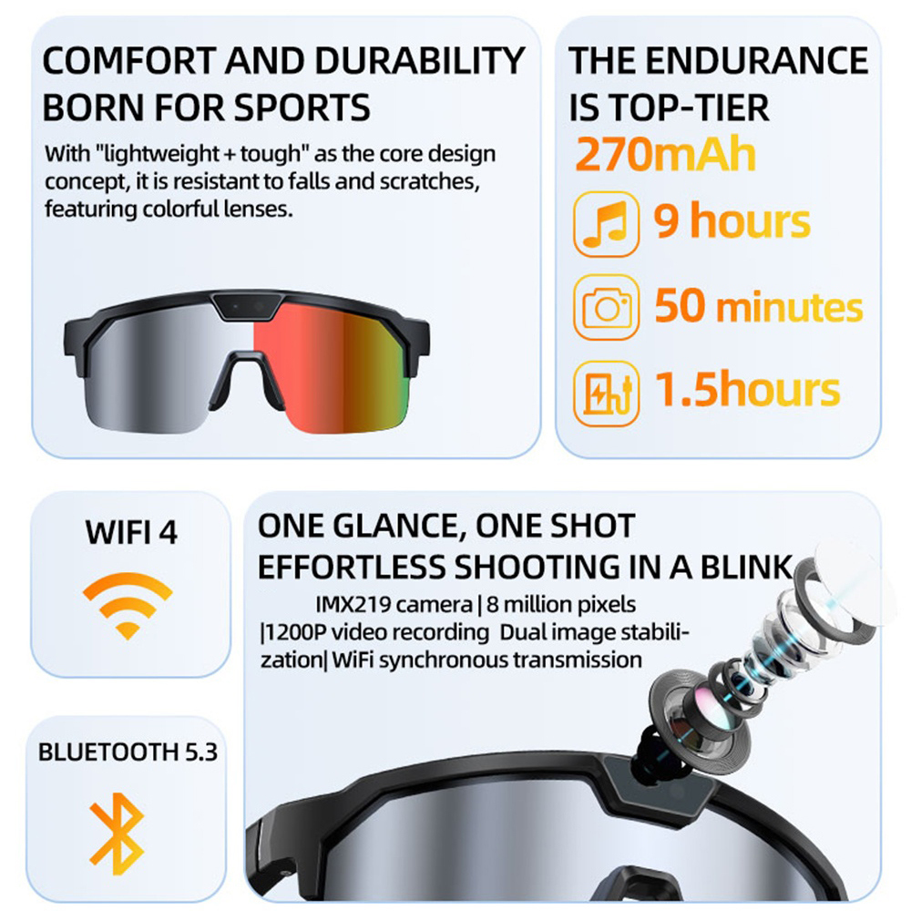 AI Smart Cycling Glasses Men W - Fishing Camera 评论和价格